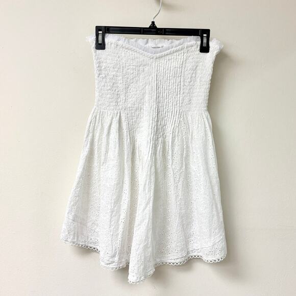 Poupette St Barth Claire Eyelet Bandeau Mini Dress Optic White Women's Size S - Picture 3 of 6